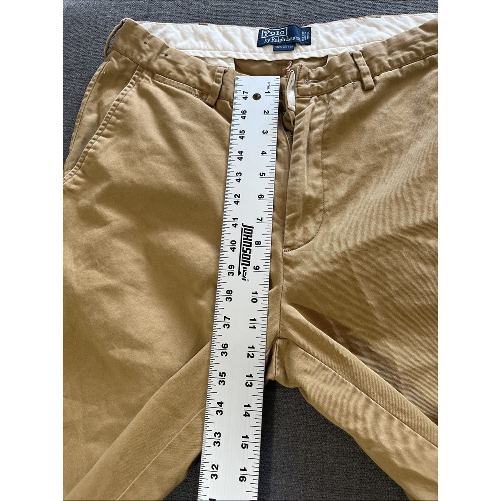 Polo Ralph Lauren Classic Chino Pants Khaki Tan Size 34/32 - Missing All Buttons - Picture 3 of 10